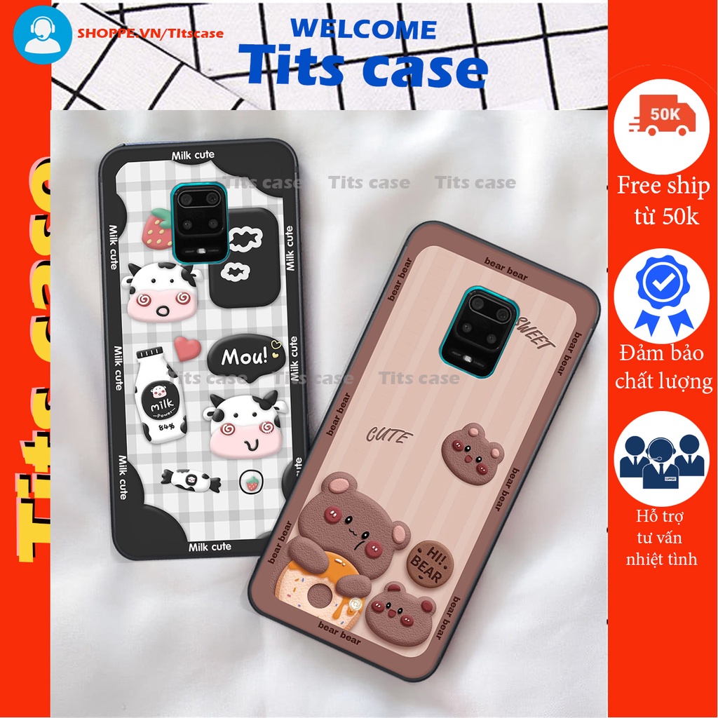 Ốp lưng Xiaomi REDMI NOTE 9S / NOTE 9 PRO in hình bò sữa, gấu be@r, cute cực  ĐỈNH -  cực CHẤT-  cực COOL