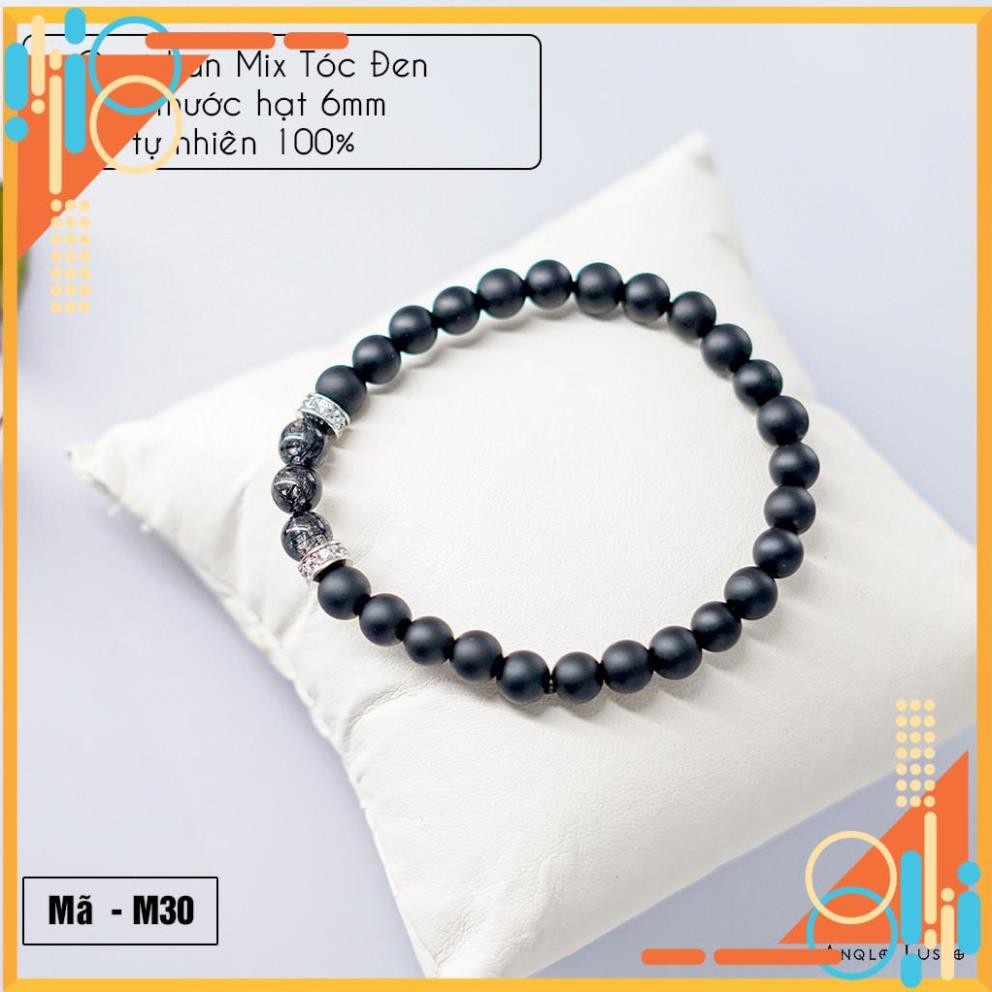 Vòng tay nam nữ Obsidian 6mm Mix Tóc Đen - Vòng tay phong thủy mang lại an yên, thịnh vượng cho bạn - Chế tác tự nhiên