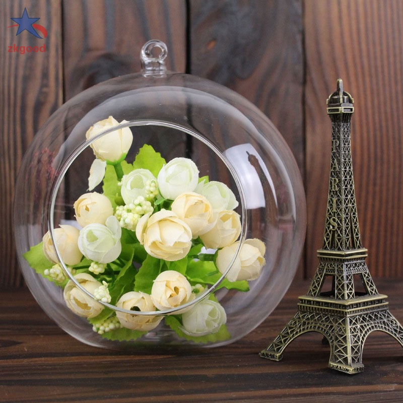 Lọ hoa thủy tinh hình tròn dùng để treo tường trang trí