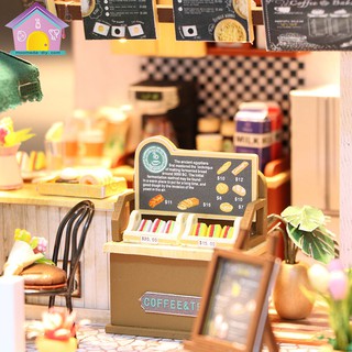 Mô hình nhà búp bê gỗ - Coffee Time - quán cafe thời gian