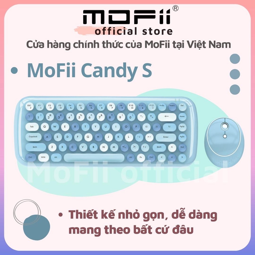 BỘ BÀN PHÍM VÀ CHUỘT KHÔNG DÂY GIẢ CƠ MOFII CANDY S - Dùng cho Máy tính bàn, Laptop, Tivi, Điện thoại, Máy tính bảng