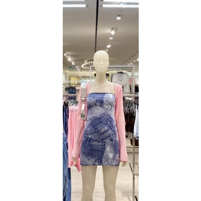 VÁY BODY H&M AUTH 100%- ĐẦM H&M HOẠ TIẾT DENIM XANH DƯƠNG - Size S