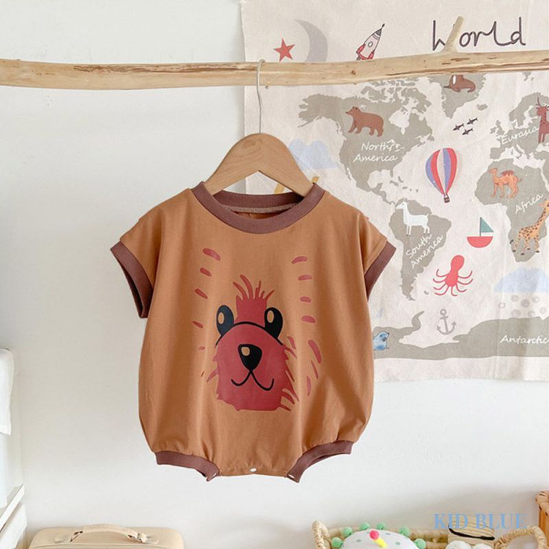 Bộ Áo Liền Quần Tam Giác Dáng Rộng Vải Cotton Thiết Kế Thoải Mái Phong Cách Hàn Quốc Cho Bé
