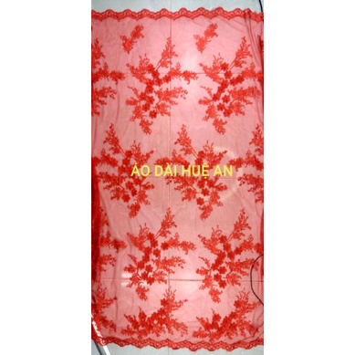 Ren lưới thêu 3D màu đỏ tươi may áo dài, váy đầm, tỉa hoa,... (đơn vị tính 1m)