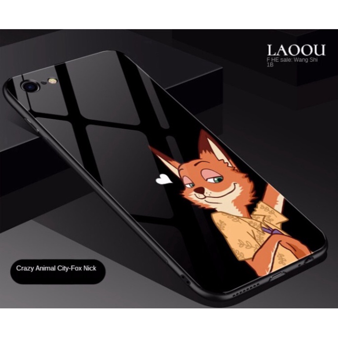 Ốp lưng iphone 6, 7, 8 Plus, X, XS, XR, XSMAX, 11, 11PRO, 11 PROMAX, 12, 13 PROMAX THỎ VÀ CÁO BẰNG KÍNH PKVN