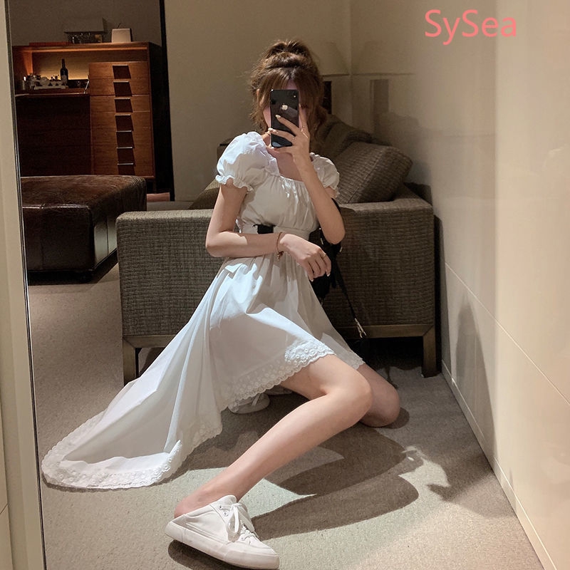 Đầm Ngắn Tay Thiết Kế Bất Đối Xứng Thời Trang Mùa Hè Cho Nữ