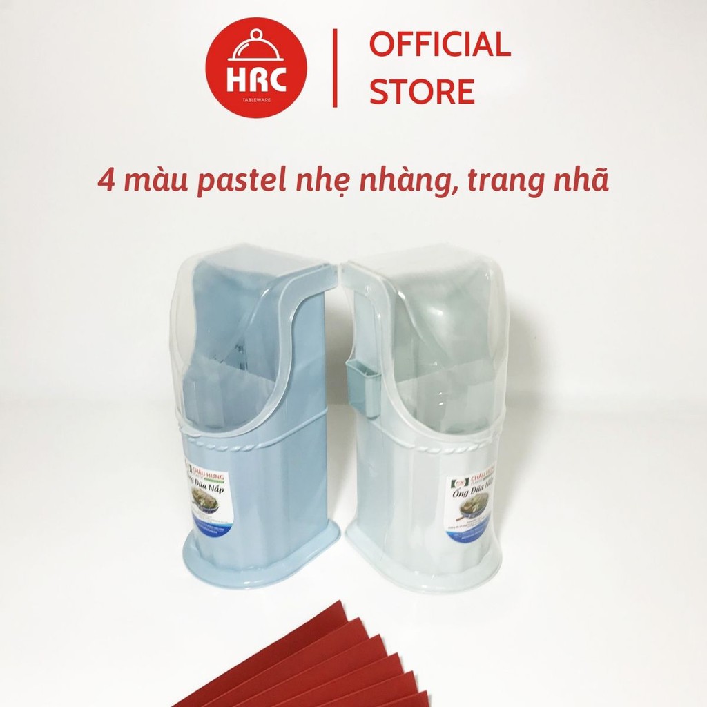 Ống Đũa Nhựa Châu Hưng 2 Ngăn Có Khe Tăm Có Nắp Đậy