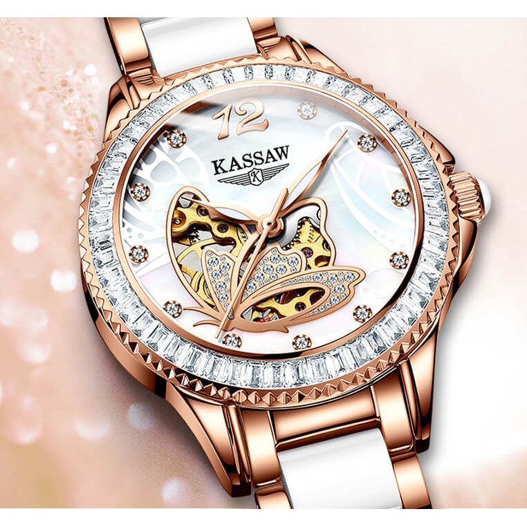 Đồng hồ nữ chính hãng KASSAW K889-1 Kính sapphire ,chống xước ,Chống nước 50m ,Bảo Hành 24 Tháng,máy cơ (Automatic)