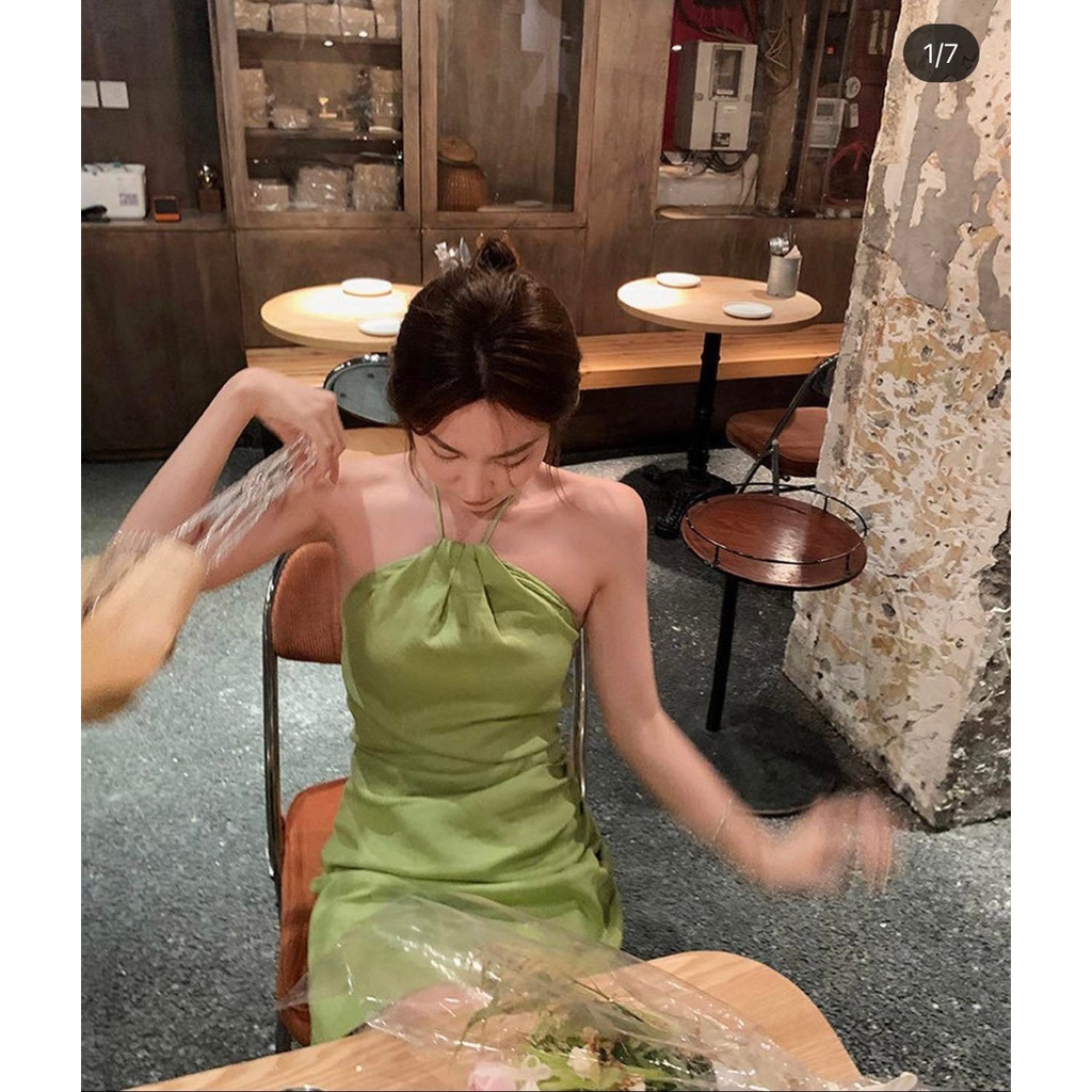 ĐẦM CỔ YẾM XANH VẠT HÔNG | BigBuy360 - bigbuy360.vn