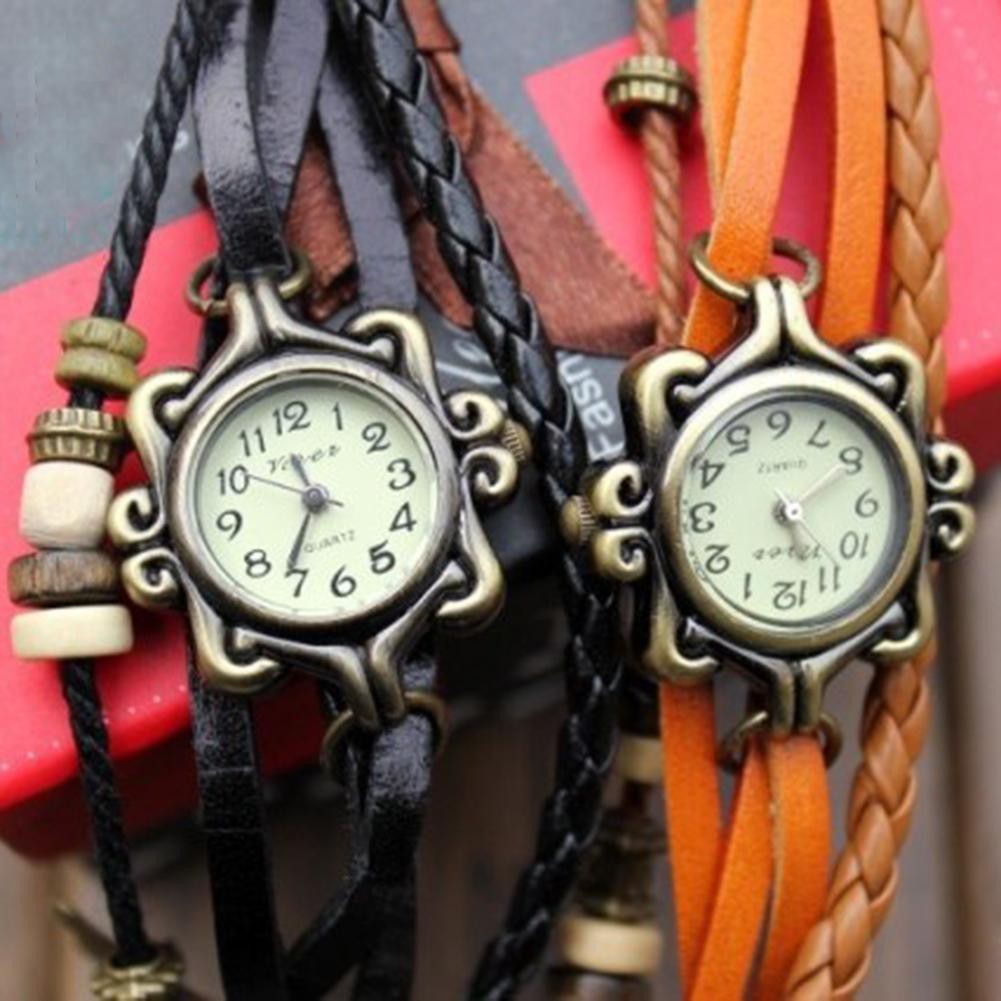 Đồng Hồ Analog Máy Quartz Mặt Bươm Bướm Phong Cách Vintage