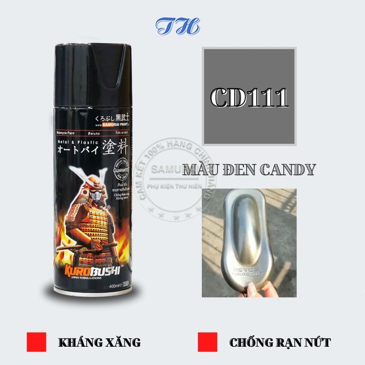Sơn Xịt Samurai chuyên dùng cho xe máy màu đen candy CD111 * chống cháy, chống rạn nứt, vòi xịt chống chảy