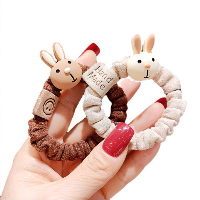 Set 4 dây chun buộc tóc sợi nhún bông kèm charm thú cực xinh BAG U CHUNNHUNBONG097