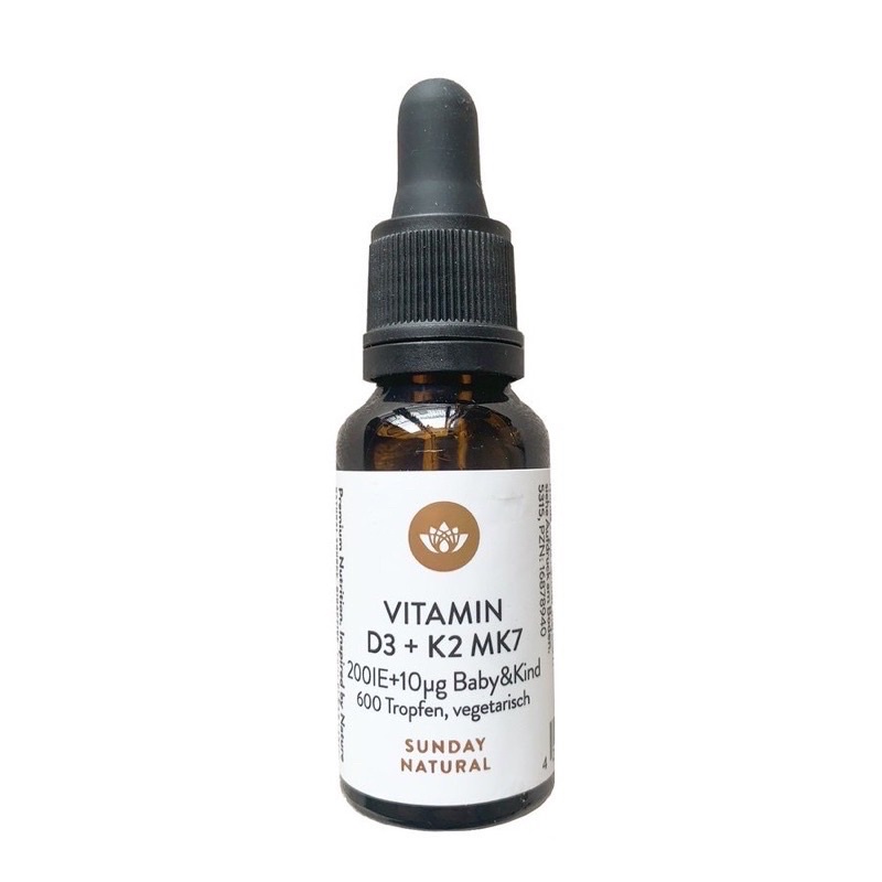 Vitamin D3 K2 MK7 Sunday Natural Đức 15µg 20ml Bổ Sung Cho Trẻ Từ Sơ Sinh Đến 4 Tuổi