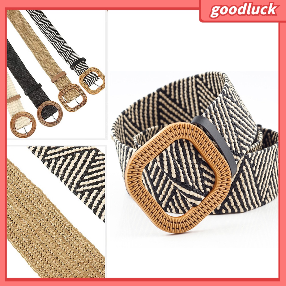 Thắt lưng dây bện bản lớn màu trơn phong cách vintage cho nữ