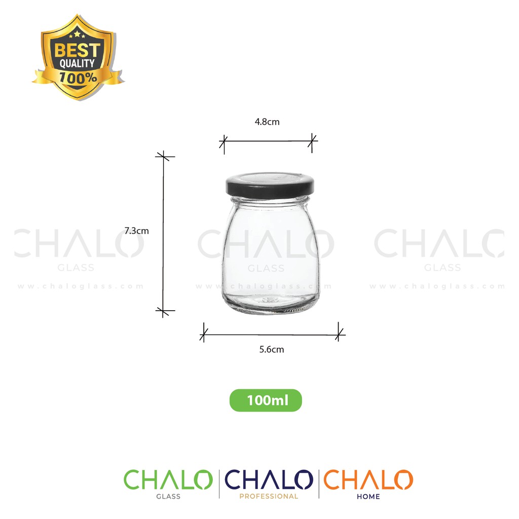 Hũ thủy tinh đựng yến chưng dáng tròn nắp thiếc 100ml