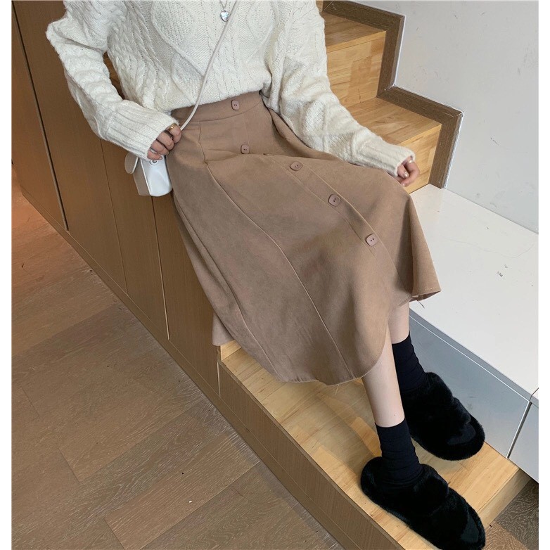  Chân váy xòe dáng dài có cúc, váy midi M804 | BigBuy360 - bigbuy360.vn