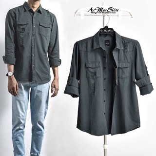 ÁO SƠ MI DENIM RÁCH