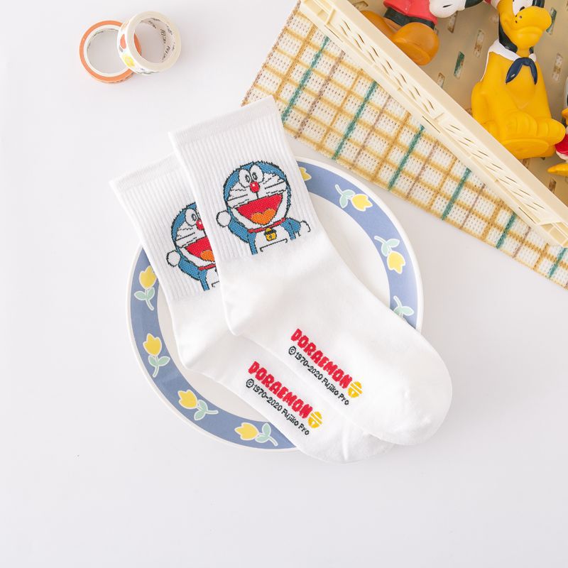 1 Đôi Vớ In Hình Doraemon Phong Cách Hàn Quốc Dành Cho Bé Gái