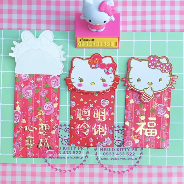 BAO LÌ XÌ 3D CAO CẤP HELLO KITTY