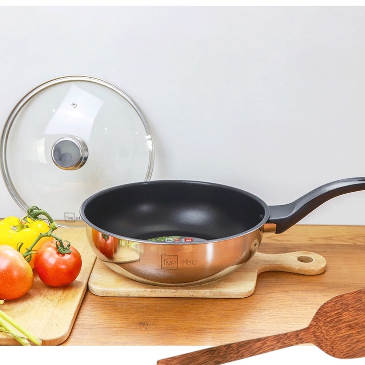 Chảo chống dính sâu lòng fivetstar cao cấp 24/26/28 cm tặng kèm nắp kiếng