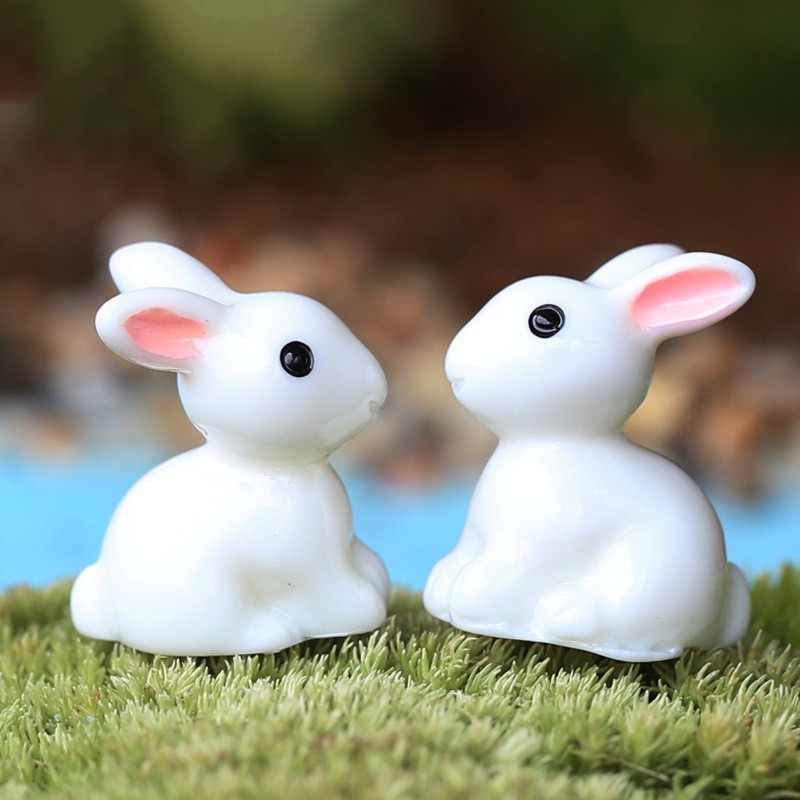 Bộ 2 Đồ trang trí Thỏ Mini Trang Trí Sân Vườn