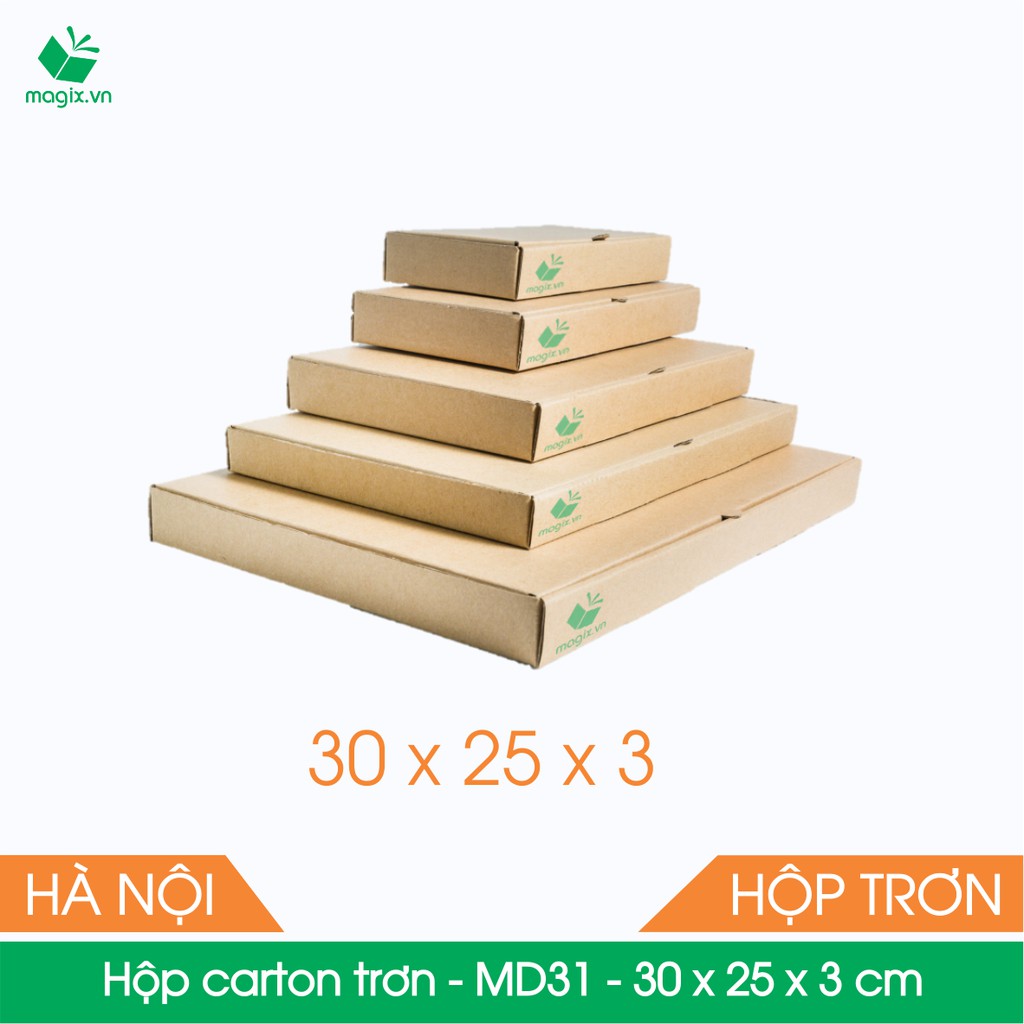 MD31 - 30x25x3 cm - 50 Thùng hộp carton trơn đóng hàng