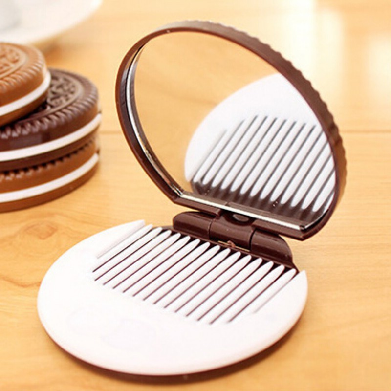 New Product ♕ exo ღ Cute and Portable Makeup Mirror with Comb Lady Women Pocket Mirror