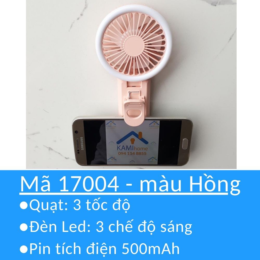 Quạt cầm tay mini Pin sạc tích điện cổng USB❤️Kẹp điện thoại và đèn Led❤️  KamiVietNam YaSe 17004 bảo hành 3 tháng