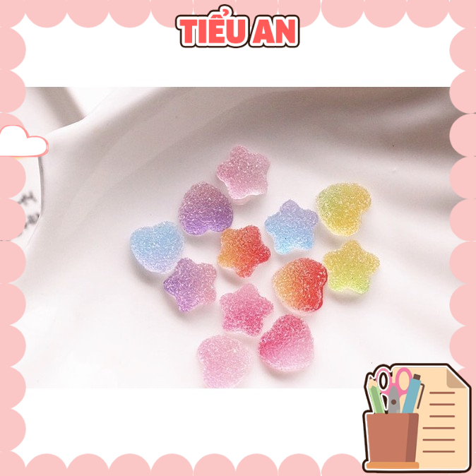 Charm (C14) slime/ Dụng Cụ Charm Trang Trí [Ko Keo &amp; Nút] Hình Trái Tim &amp; Ngôi Sao (0.8x0.8 cm)