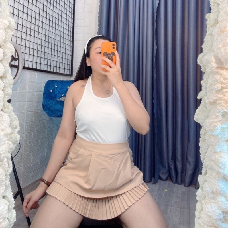 CV2 Chân váy tầng xếp ly cạp cao  có quần trong Bigsize 55-90kg L/XL/XXL