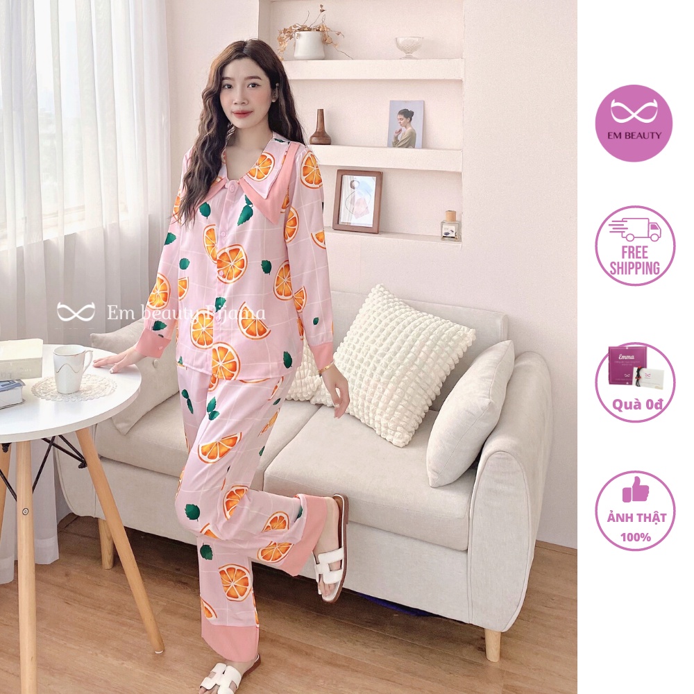 Bộ đồ ngủ nữ pyjama o.n dài tay lụa Mango Latin tiểu thư dài tay mùa đông mặc nhà, freesize 45-60kg phù hợp mẹ sau sinh | BigBuy360 - bigbuy360.vn