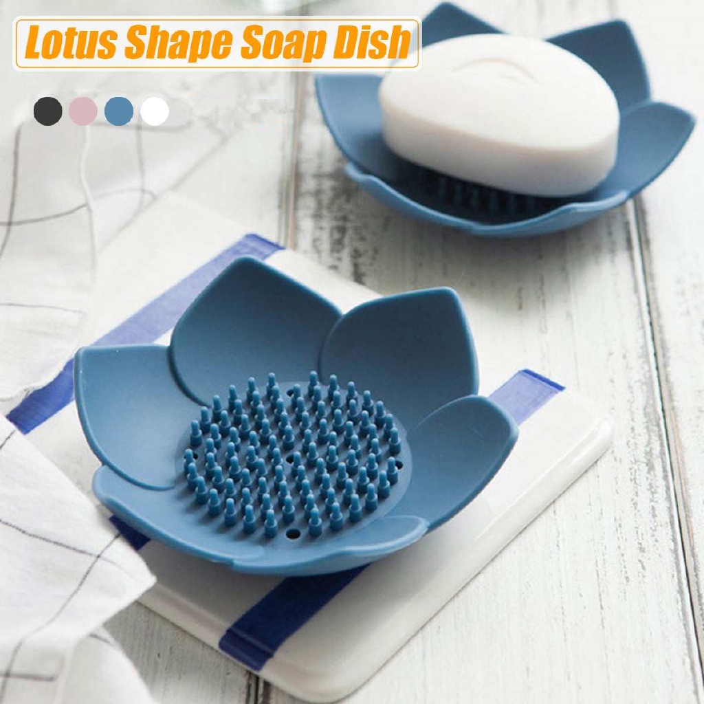 New High Quality Lotus Shape Silicone Soap Box Silicone Soap Tray Bathroom