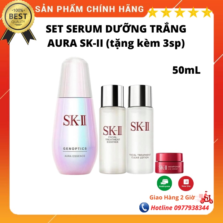 Set tinh chất serum dưỡng trắng da căng bóng SKII/ SK2/ SK-II Genoptics Aura Essence 50ml, hàng chuẩn nội địa Nhật Bản