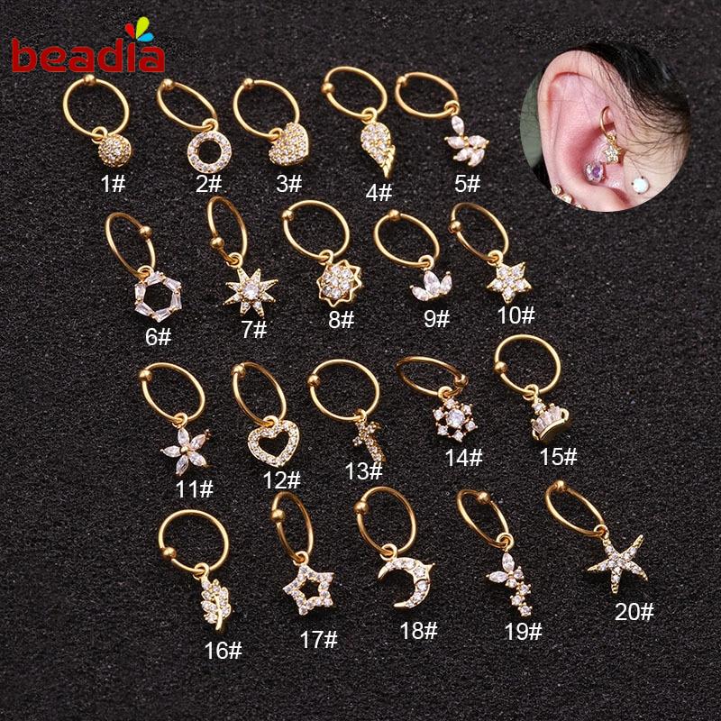 Bông tai Beadia hình tròn đính đá cz 20 kiểu lựa chọn cá tính