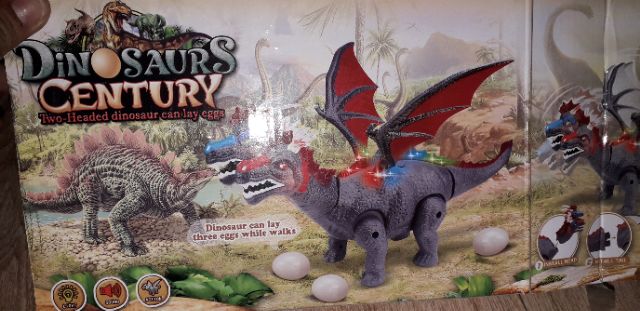 Khủng long chạy PIN 2 đầu có cánh và đẻ trứng có nhạc đèn Led tặng kèm PIN