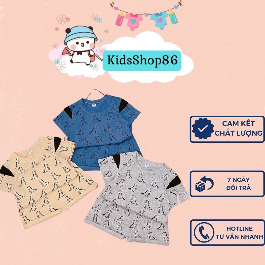 BỘ CỘC TAY CHO BÉ TRAI IN HÌNH KHỦNG LONG TRÀN NỀN COTTON QUẢNG CHÂU LOẠI 1 SIZE 9-19KG [CT31]