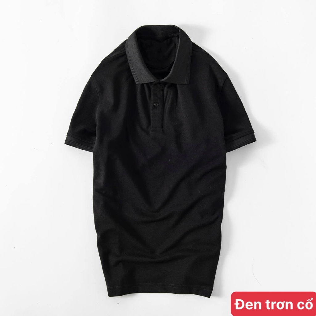 Áo thun nam polo cổ trụ màu đen chất vải cotton dày dặn co giãn tay ngắn, phông nam đẹp ADO25 nhiều mẫu