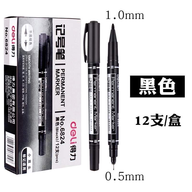 BÚT ĐÁNH DẤU 2 ĐẦU DELI 6824 DÙNG CHO VẬN CHUYỂN VĂN PHÒNG