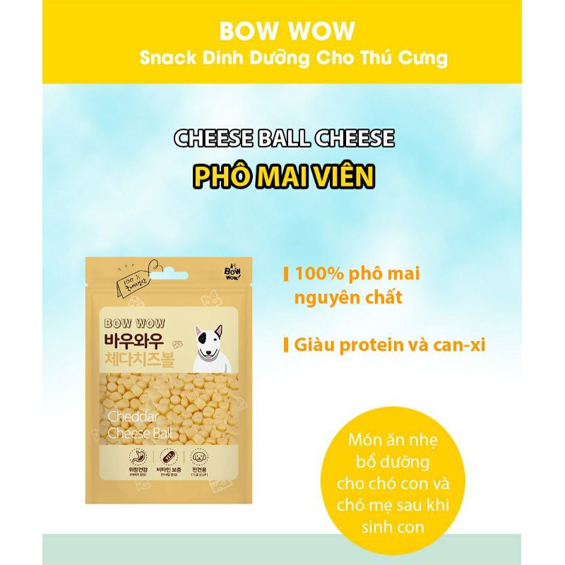 Bánh thưởng cho chó Phô mai viên Bowwow Cheese ball 100g
