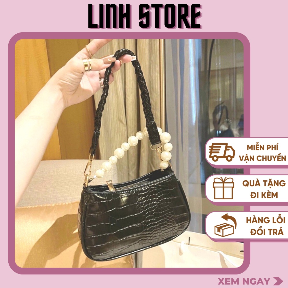 Túi Kẹp Nách Linh Store Túi Đeo Vai 2 Quai Xích Với Quai Ngọc Sang Chảnh Phong Cách Hàn Quốc