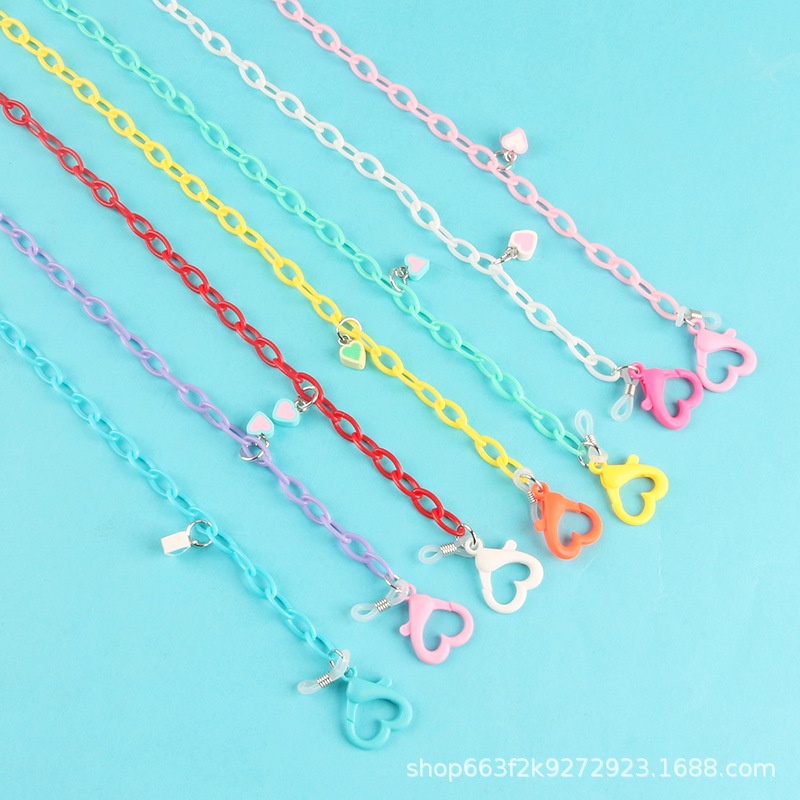 Dây đeo khẩu trang, mắt kính hình trái tim chống thất lạc nhiều màu sắc KT2