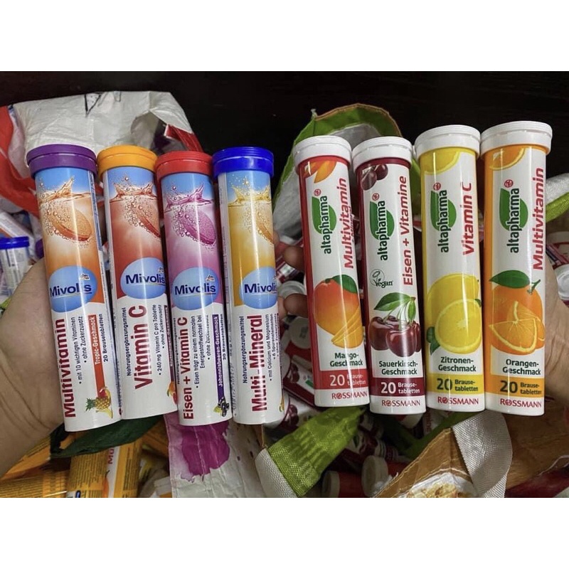 Viên Sủi Mivolis Vitamin C và các vị khác Hỗ trợ tăng cường hệ miễn dịch 20 Viên của ĐỨC, Đủ Bill
