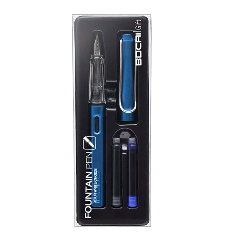 Dudu piston-filled fountain pen set with 2 ink sacs clear storage for case ef for iri