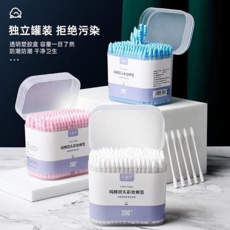 Hộp Tăm Bông Nội Địa Trung Cao Cấp 3 Màu