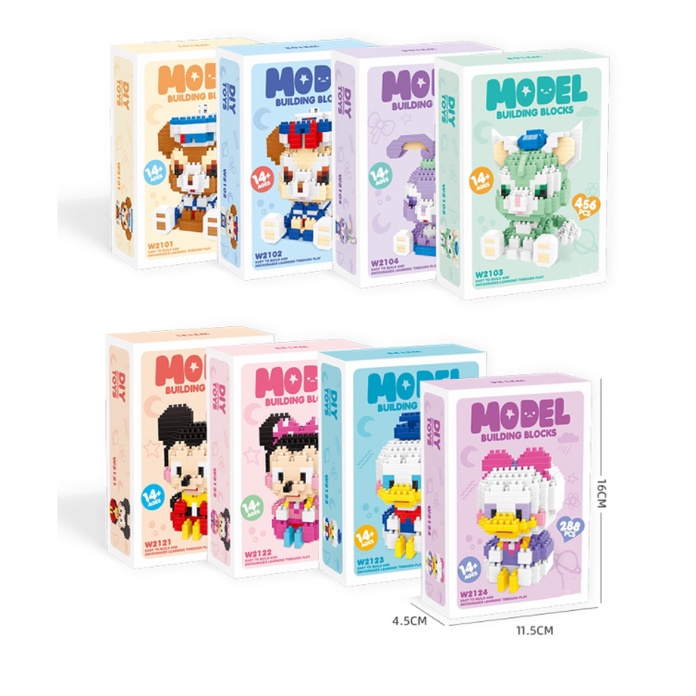 Bộ đồ chơi lắp ghép các nhân vật hoạt hình – Vịt Donald, Chuột Mickey