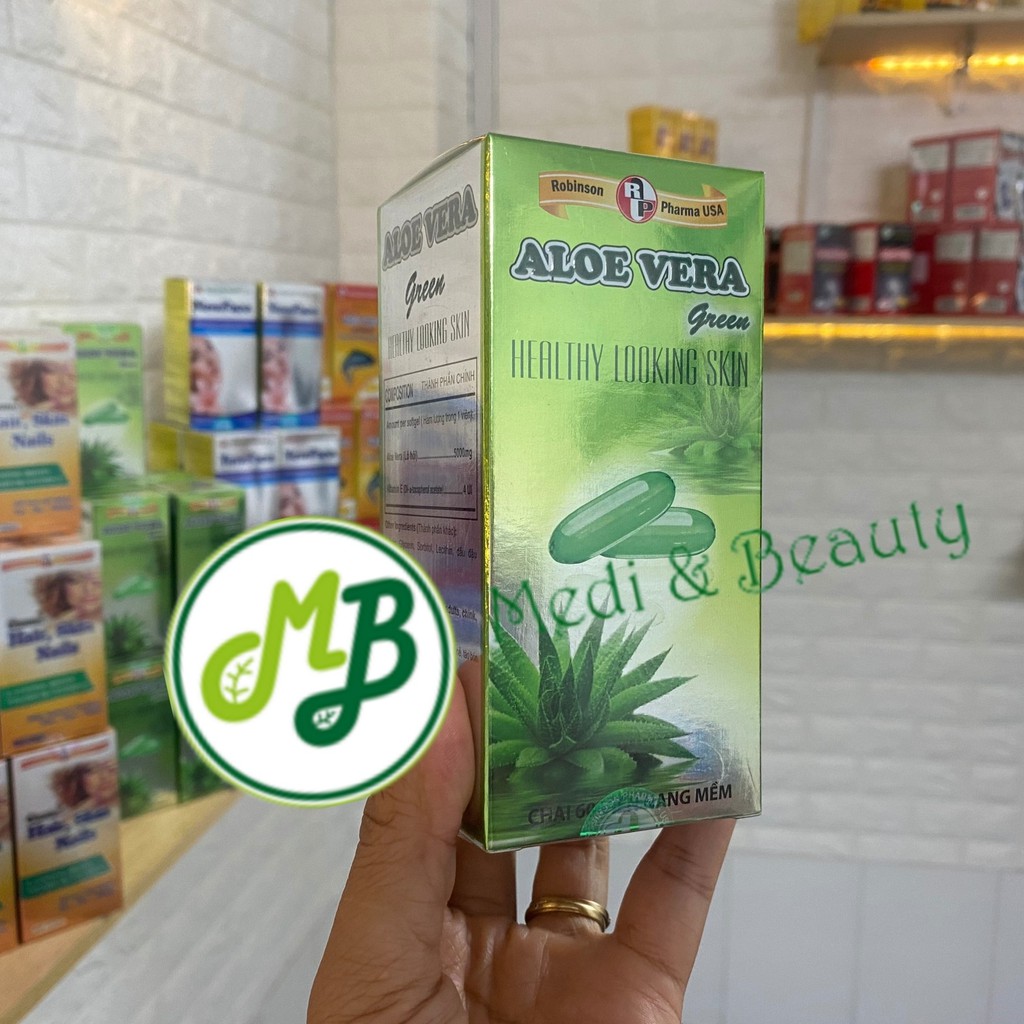 Combo 2 chai Dưỡng ẩm, đẹp da Aloe Vera Green tặng 1 hộp Vitamin e thiên nhiên hộp 30 viên