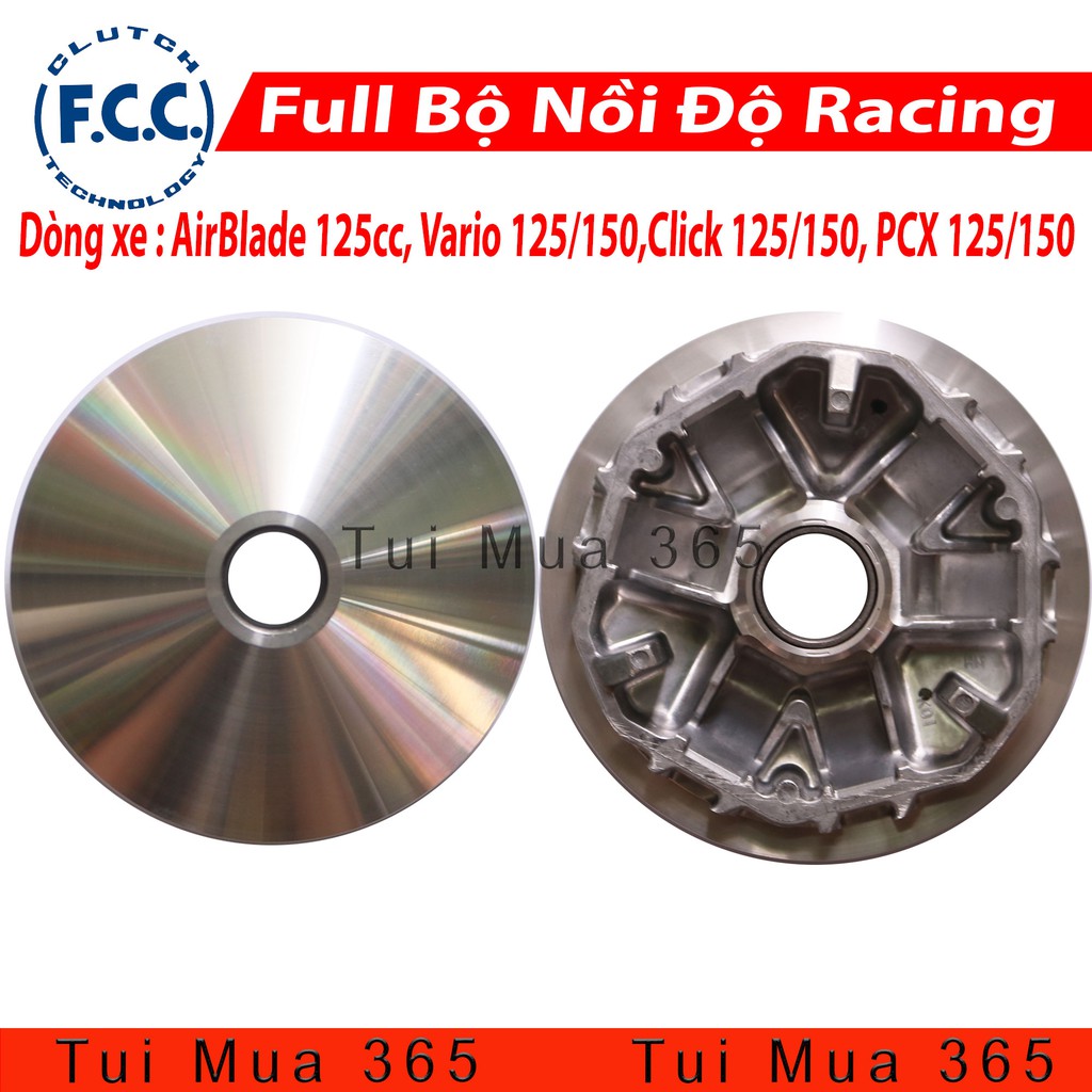 Bộ Nồi Trước Độ FCC Racing Honda Vario, AirBlade 125, Click 125, Sh Mode, Lead 125, PCX Tặng Kèm Bi Nồi