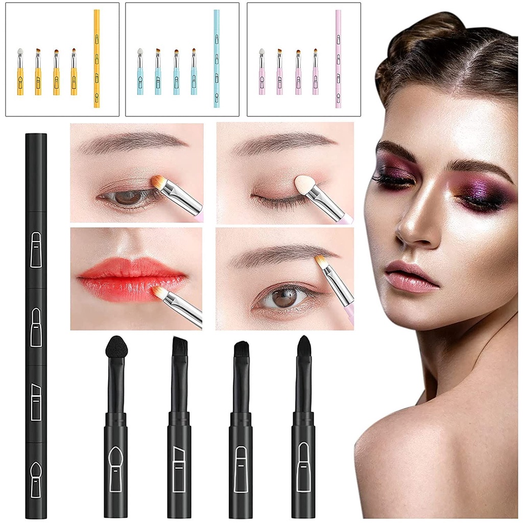 Cọ Trang Điểm Mắt/Môi Đa Năng 4 Trong 1 Có Thể Tháo Rời Tiện Dụng Mang Theo Du Lịch