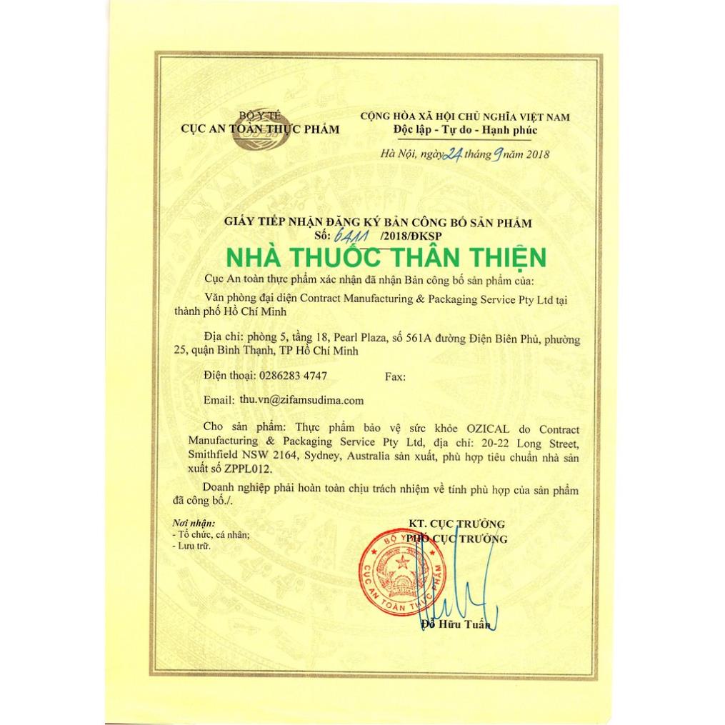 Viên canxi OZICAL CMPS- Bổ sung Calci tự nhiên cho bà bầu, phát triển chiều cao cho trẻ nhỏ (60 viên)