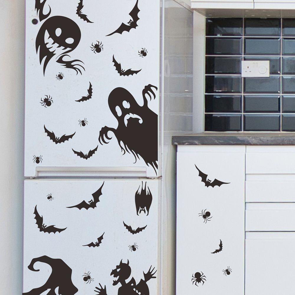 Sticker Dán Tường Họa Tiết Hình Con Ma Dùng Trang Trí Halloween